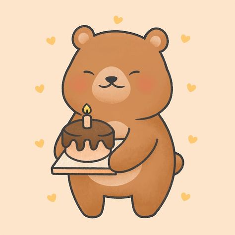 Happy Birthday Doodles, Happy Birthday Animals, Happy Birthday Bear, Doodles Bonitos, Happy Birthday Drawings, Birthday Doodle, Cake Drawing, Birthday Cartoon, Birthday Card Drawing