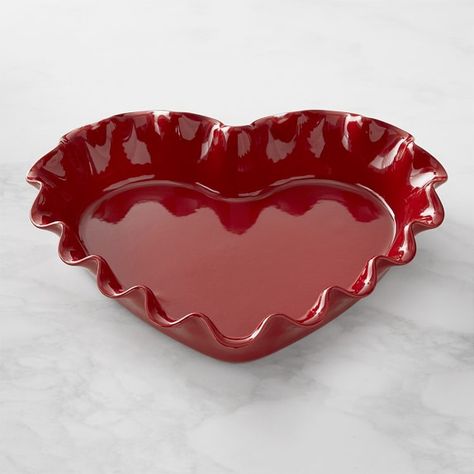 Heart Shaped Decor, Clay Heart Dish, Valentines Day Kitchen, Heart Pie, Cute Dishes, Heart Plates, Old Objects, Red Dishes, Emile Henry