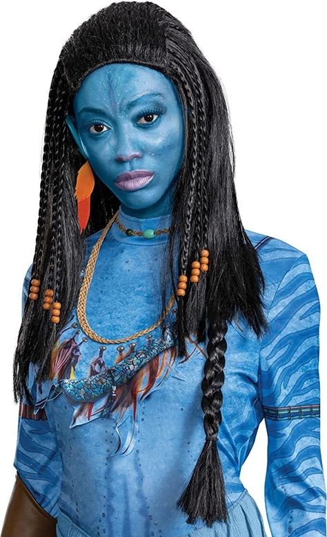 PRICES MAY VARY. MAKEUP NOT INCLUDED - Includes wig only. OFFICIALLY LICENSED NEYTIRI AVATAR COSTUME ACCESSORY - Become part of the Na'vi tribe with this Neytiri Deluxe Adult Wig accessory AUTHENTIC AVATAR WIG FOR ADULTS - This intricate braided wig is full of detail with smaller braids along the crown of the head and with beads in the front COMFORTABLE NEYTIRI COSTUME ACCESSORY FOR WOMEN - Also features a long braid at the back, this wig goes great with your Neytiri costume AVATAR INSPIRED ADUL Female Cornrows, Neytiri Costume, Avatar Costume, Disney Avatar, Avatar Halloween, Neytiri Avatar, Yaya Dacosta, Cute Box Braids, Dark Skin Men