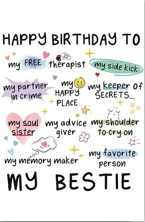 Birthday Idea For Bestie, Bff Birthday Decoration Ideas, Cute Ways To Say Happy Birthday Friends, Happy Birthday Wishes For A Friend Quotes, Funny Caption For Best Friend Birthday, Bff Birthday Wishes Funny, Funny Wishes For Friends Birthday, Happy Birthday To Friend Wishes, Happy Birthday Gifts For Best Friends