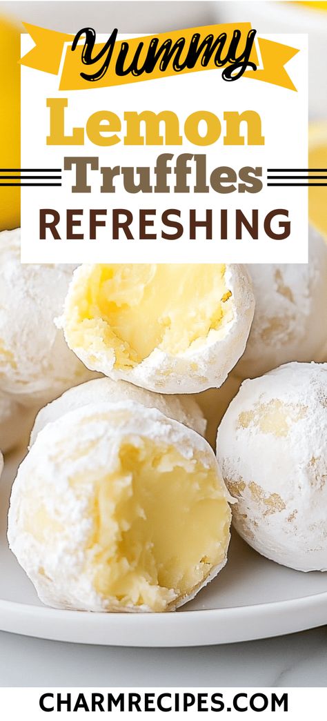 Lemon Truffles Lemon Truffle Recipe, Easy Lemon Cheesecake, Lemon Truffles, Storing Lemons, Easy Truffles, White Chocolate Shavings, Dessert Truffles, Sugar Free Cheesecake, Candy Truffles