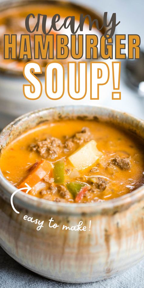 soup in mugs Creamy Hamburger Soup, Hamburg Soup, Hamburg Soup Recipes, Hamburger Soup Recipe, Soup Store, Soup With Ground Beef, Hamburger Soup, Cheeseburger Soup, Healthy Weeknight Meals