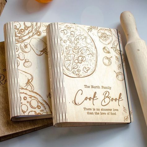 15 of the Prettiest Recipe Books You Can Buy Wooden Binders, Blank Cookbook, Recipe Notebook, Recipe Journal, Book Binder, Custom Recipe, Recipe Binder, Custom Journals, Vintage Recipes