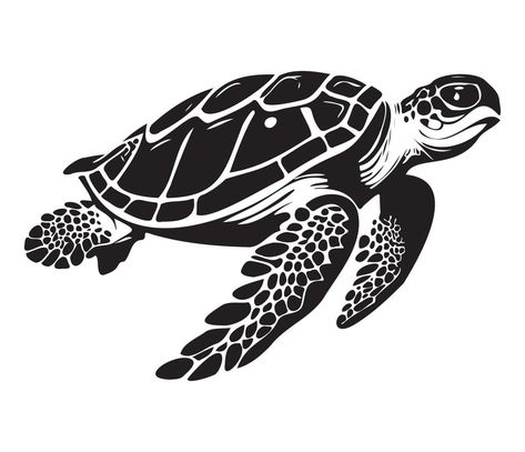 Turtle Icon, Tattoo Sea, Turtle Silhouette, Swimming Sea, Turtle Swimming, Underwater Animals, Turtle Art, Graphic Design Fonts, Turtle Design