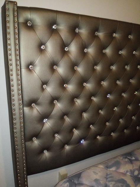 Gold Bed Frame, Beautiful Headboards, Gold Bed, Grey Headboard, Velvet Headboard, Twin Headboard, Crystal Buttons, Seat Belt Cover, Studio Ideas