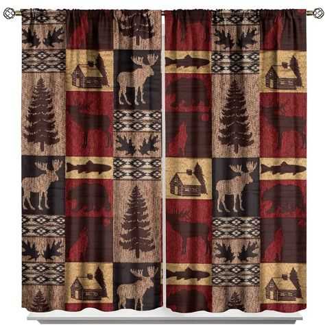 PRICES MAY VARY. MATERIAL: 100% Polyester Curtain. High quality polyester, have a soft touch feeling. ELEGANT DESIGN: Each package includes 2 blackout curtain panels of 21 inches wide by 63 inches long (each panel) Rod Pocket (1.6” inner diameter), easy to install and slide,Bold graphics printed with state of the art digital printing technology. Elegant style adds beauty to home decoration. HOME DECOR : Novel Decoration for Your Kids Room! liven up your living space easily with their rich color. Curtains With Grommets, Energy Efficient Window Treatments, Cabin Curtains, Blackout Curtains Bedroom, Farmhouse Cabin, Plaid Curtains, Stil Rustic, Curtains For Bedroom, Rustic Curtains