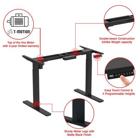 Clevr Single Motor Electric Stand Up Desk Frame Workstation,  Ergonomic Standing Height Adjustable Base, Desk Frame & Table Top Bundle-Multiple Color Options Desk Base, Standing Work Station, Height Adjustable Workstation, Gate Wall Design, Living Room Furniture Styles, Electric Standing Desk, Office Workstations, Shower Seats, Metal Desks