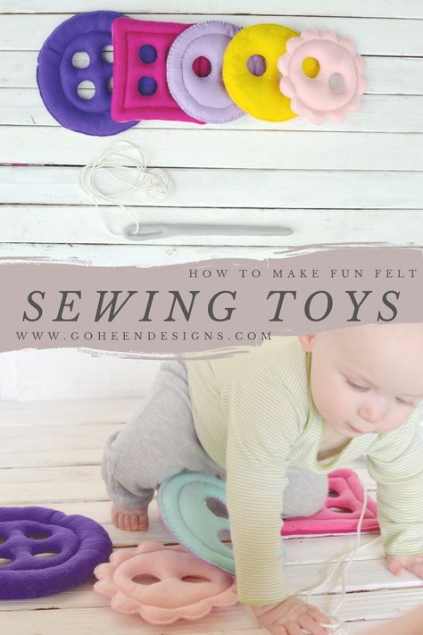 Free pattern and tutorial for felt sewing toys including a needle and thread and buttons. Felt Sewing, Baby Toys Diy, Diy Bebe, Diy Socks, Beginner Sewing Projects Easy, Quiet Books, Baby Diy, Sewing Toys, Sewing Projects For Beginners