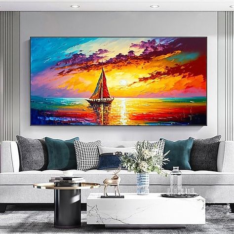 Knife Painting Landscape, Abstract Knife Painting, Mudroom Bathroom, Panoramic Painting, Entry Mudroom, Horizontal Painting, Landscape Sea, Office Entry, Landscape Abstract