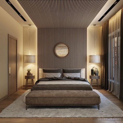 Ceiling panel ideas using wood Wall Panels Bedroom, Wood Slat Wall, Wall Panel Design, Ceiling Design Modern, Acoustic Wall Panels, Bedroom Panel, Bedroom Ceiling, False Ceiling Design, Wood Panel Walls