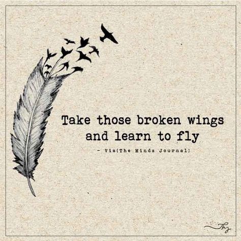 Take Those Broken Wings And Learn To Fly - http://themindsjournal.com/those-broken-wings-learning-to-fly/ Dancers Don't Need Wings To Fly, Wings Tattoo With Quote, Wings Quotes Fly, Wings To Fly Quotes, Take These Broken Wings And Learn To Fly, Wings Quotes Inspiration, Broken Wings Angel, Quotes About Wings, Angel Wings Quotes