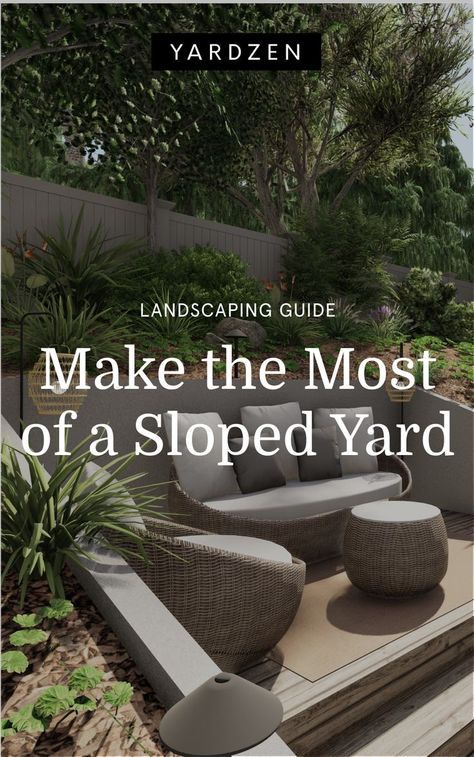 Sloped Block Landscaping, Tiered Wall Landscaping, Garden Design Slope Hillside Landscaping, Steep Yard Ideas, Uphill Landscaping Ideas, Garden Different Levels Landscape Design, Viewing Deck Design Outdoor, Hill Landscape Design, Tiered Sloped Landscaping