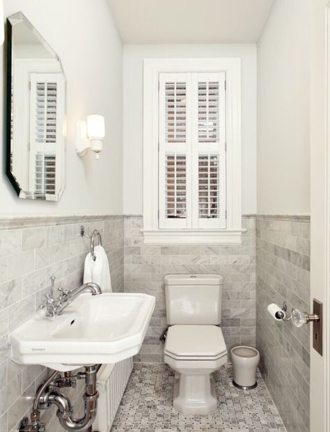 Shutters with a mirror behind might be good fake window effect                                                                                                                                                                                 More Window Over Toilet, Bathroom Window Ideas, 1950s Bathroom Remodel, Inexpensive Bathroom Remodel, Windowless Bathroom, Rustic Bathroom Remodel, Window Bathroom, Half Bathroom Remodel, Simple Bathroom Remodel