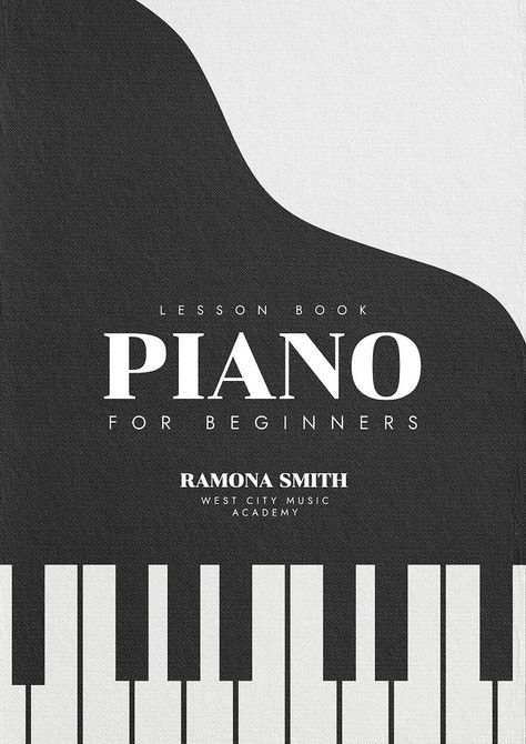 Piano Book Cover Design, Piano Book Cover, Music Book Cover Design Ideas, Music Book Cover Design, Analog Synthesizer, Book Cover Template, Black And Black, Music Lesson, Music Images