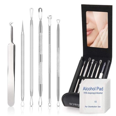 Pimple Popper Tool Kit,Blackhead Remover kit,Stocking Stuffers 6 PCS Ingrown Hair Removal Kit,White Heads Removers,Pore Extra Pore Extraction, Pimple Extraction, Pimple Popper Tool, Pimple Extractor, Ingrown Hair Removal, Comedone Extractor, Blackhead Extractor Tool, Blackhead Remover Tool, Blackhead Vacuum