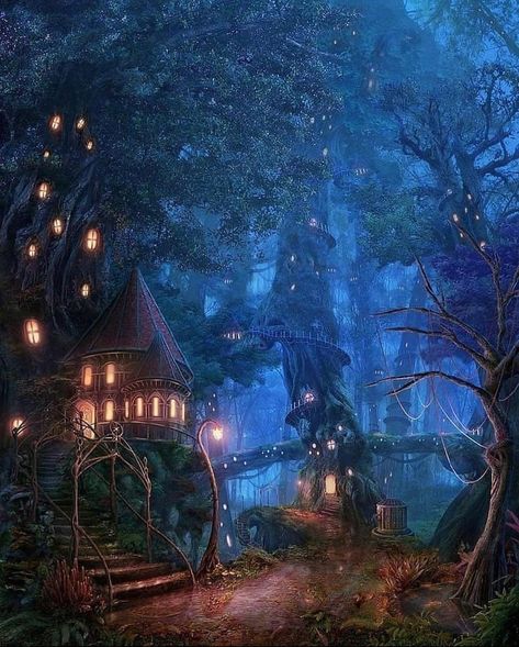 What Is Illustration, Tree House Drawing, Bts Anime, Type Illustration, Fantasy City, Fantasy Images, Fantasy Places, Art Et Illustration, Fantasy Art Landscapes