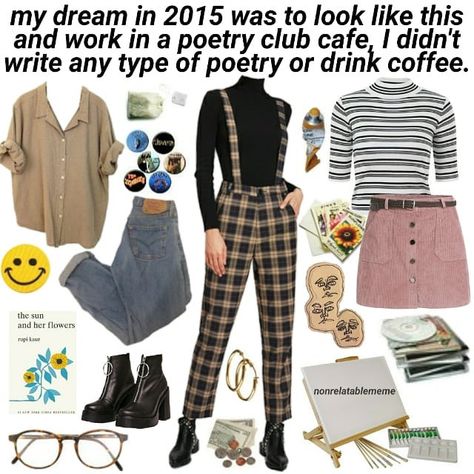 16 on Instagram: “I’m actually awake and doing classes. Shit this is crazy. ➖ ➖ ➖ #memes #memesdaily #niche #nichememes #nichememeaccount #cute #pastel…” Poetry Outfit, Goth Outfit, Outfit Collage, Outfit Style, Outfit Goals, Grunge Outfits, Aesthetic Outfits, Black Outfit, 90s Fashion