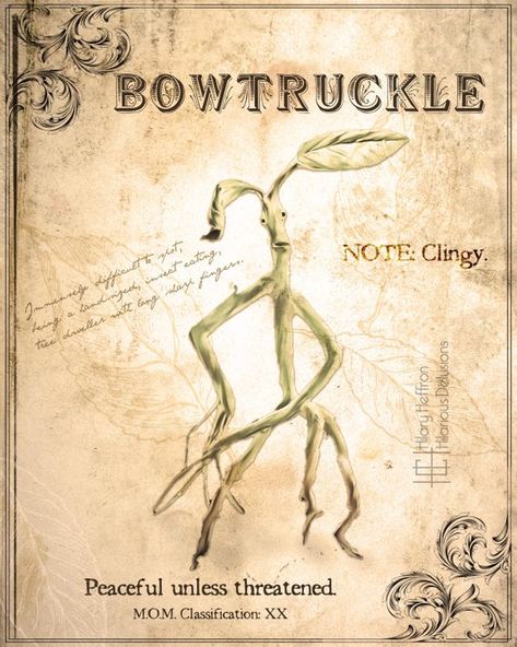 Bowtruckle Fantastic Beasts Book Page Digital Painting Print Fantastic Beasts Book, Fantastic Beasts Creatures, Harry Potter Creatures, Dark Harry, Harry Potter Printables, Harry Potter Wall, Harry Potter Poster, Harry Potter Spells, Anniversaire Harry Potter