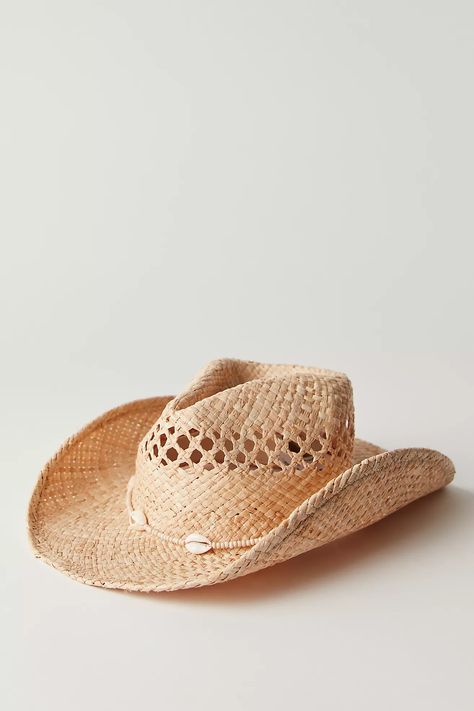 Seashells Cowboy Hat | Free People Beach Cowgirl Hat, Free People Summer, Straw Cowboy Hat, Chapeau Cowboy, Sea Inspired, Cowboy Style, Cowgirl Hats, Cowboy Hat, The Store