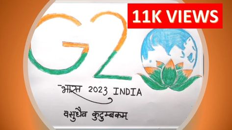 Easy way to draw G20 SYMBOL G20 Poster Making, G 20 Poster Drawing Easy, G20 India Poster Drawing, G 20 Logo India, G20 Logo India, Art N Craft, Crafts For Kids, Drawings