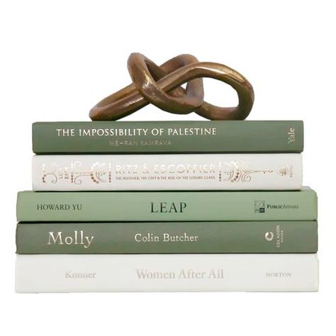 Decorative Books | Wayfair Stack Of Coffee Table Books, Home Decor Green Accents, Decorative Books Display, Book Shelf Decoration, Bookshelf Decor Living Room, Coffee Table Book Stack, Books On Table, Green Side Table, Sage Books