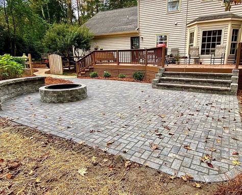 Wood Deck To Paver Patio, Paver Patio Off Deck, Replace Deck With Patio, Deck To Pavers Transition, Deck And Paver Patio Combo, Porch To Patio Transition, Deck To Patio Transition, Paver Patio Ideas Diy, Patio Transition Ideas