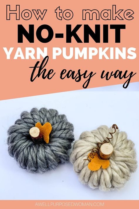 Do you love knit pumpkins but not know how to knit? These super adorable yarn pumpkins are no knit pumpkins. They use beautiful chunky yarn but are made in just a few minutes. This is a beginning craft that is also great for kids! #diyfalldecor #pumpkins #diypumpkins #yarncrafts #yarnpumpkins #easyfallcrafts Sew Pumpkins, Yarn Pumpkins, Ladies Group, Pumpkin Canvas, Fall Pumpkin Crafts, Fun Crafts To Do, Fall Garland, Fall Halloween Crafts, Crochet Pumpkin