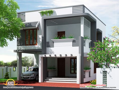 Budget home design plan - 2011 Sq. Ft. (187 Sq. M) (223 Square Yards)- March 2012 2 Story House Design, Two Story House Design, 2 Storey House Design, Two Story House, Interior Design Per La Casa, Independent House, Latest House Designs, Duplex House Plans, House Design Pictures