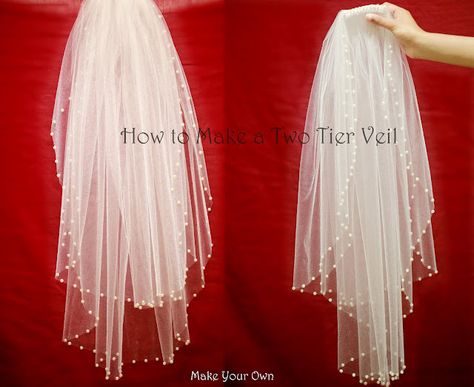 Diy Halloween Veil, How To Make Veil, Pleated Veil, Veils Bridal Diy, Veil Diy, Diy Wedding Veil, Elbow Length Veil, Bridal Veils And Headpieces, First Communion Veils