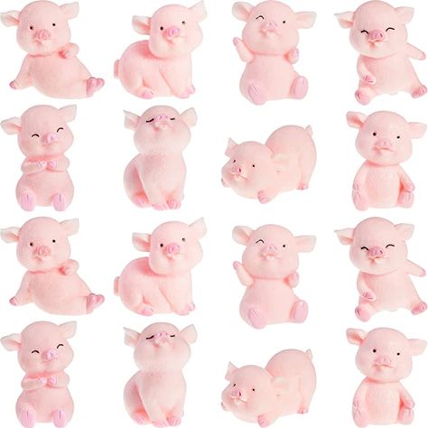 16 Pieces Cute Pink Piggy Toy Figures Miniature Pig Cake Toppers Resin Miniature Pig Figurines for Cake Decoration, DIY Crafts, Fairy Garden Decoration, Table Centerpieces, Home Decor Diy Crafts Garden, Table Centerpieces Home, Cake Toppers Diy, Miniature Pigs, Toppers Diy, Cute Piggy, Pig Family, Pig Birthday Party, Pig Cake