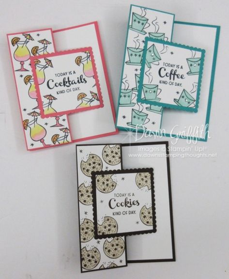 Cocktail Cards, Dawns Stamping Thoughts, 3x3 Cards, Food Cards, Chocolate Card, Cards Craft, Coffee Cards, Stampin Up Catalog, Up Book