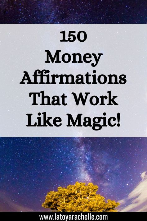 text reads - 150 money affirmations that work like magic! Gambling Affirmations, Manifestations For Money, Manifest For Money, Money And Happiness Affirmations, Prosperity Affirmations Money, Money Prayer Law Of Attraction, Manifest Financial Abundance, Positive Money Mindset, Money Incantations