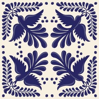 Talavera Pattern, Blue Tile Patterns, Talavera Design, Style Tiles, Mexican Talavera Tile, Floral Composition, Bird Canvas, Soyut Sanat Tabloları, Talavera Tiles