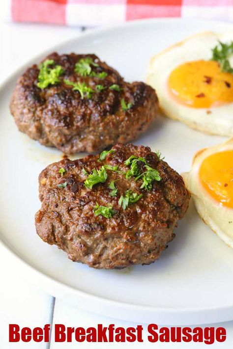 Beef Breakfast Sausage, Healthy Sausage Recipes, Beef Sausage Recipes, Ground Beef Breakfast, Patty Recipe, Homemade Breakfast Sausage, Homemade Sausage Recipes, Breakfast Sausage Recipes, Sausage Seasoning