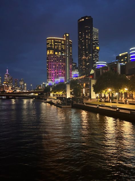 #melbourne #night #lights #yarrariver #river #southbank Southbank Melbourne, Port Blair, South Bank, Melbourne, Building