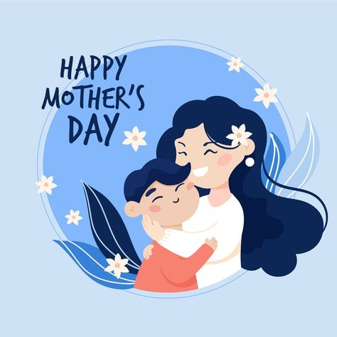 Happy mother's day mother and child flat... | Free Vector #Freepik #freevector #love #design #family #woman Poster Hari Ibu, Mothers Day Poster Design, Mother Day Design, Mother Day Cards, Mothers Day Art, Mothers Day Wishes, Mother's Day Art, Mother's Day Poster, Mothers Day Post