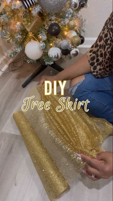 Using Tulle On Christmas Tree, Mesh For Christmas Tree, Diy Small Tree Skirt, How Do You Put Mesh On A Christmas Tree, Unusual Christmas Tree Skirts, Diy Tree Skirts Christmas, Mesh Christmas Tree Decorations, Tulle Christmas Tree Skirt Diy, White Tree Skirt Ideas