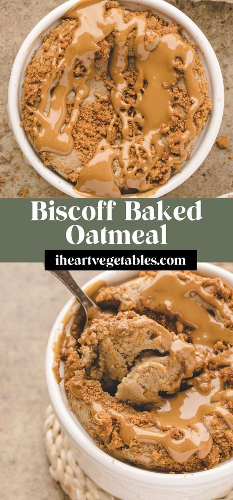 These Biscoff baked oats might be the ultimate dessert-for-breakfast recipe! Made with whole grain oats, sweetened with banana, and then topped with Biscoff cookies and Biscoff spread, this recipe will have you jumping out of bed in the morning! Oats With Milk, Biscoff Recipes, Biscoff Cookie Butter, Biscoff Spread, Breakfast Prep, Biscoff Cookies, Oats Breakfast, Banana Oats, Spread Recipes