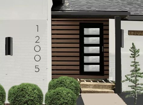 DIY Wood Cladding Wall – Add Some Affordable Warmth & Curb Appeal! | Hometalk Wood Slat Wall Front Of House, Modern Home Curb Appeal, Wood Slat Exterior House, Modern Wood Accent Wall Exterior, Horizontal Wood Slat Wall Exterior, Diy Wood Slat Wall Exterior, Cedar Slats Exterior, Wooden Slats Wall Exterior, Exterior Slat Wall Cladding