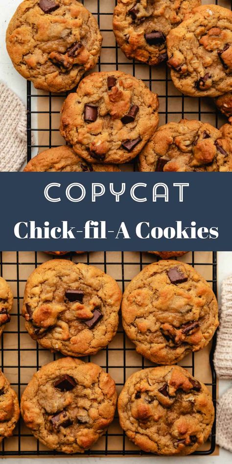 Copycat Chik Fil A Chocolate Chip Cookie, Cfa Copycat Cookies, Chick Fil A Cookie Recipe Copycat, Chic Fil A Cookie Recipe, Chick Fil A Chocolate Chunk Cookies, Chickfila Cookie Recipe, Chick Fil A Chocolate Chip Cookie Recipe, Copycat Chick Fil A Cookies, Chick Fil A Cookie Recipe