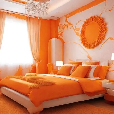 Tangerine Bedroom, Orange Bedroom Ideas, Orange Bedroom Decor, Orange Rooms, Orange Bedroom, Modern Boho Living Room, House Decor Modern, Bedroom Orange, Luxury Bedroom Design