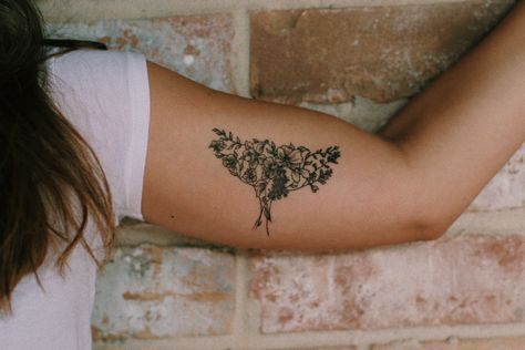 bicep tattoo flowers Female Bicep Tattoo, Bicep Tattoo Women, Cover Up Tattoos For Women, Inner Bicep Tattoo, Tattoo Flowers, Tattoos For Women Half Sleeve, Bicep Tattoo, Tattoo Women, Cover Up Tattoos