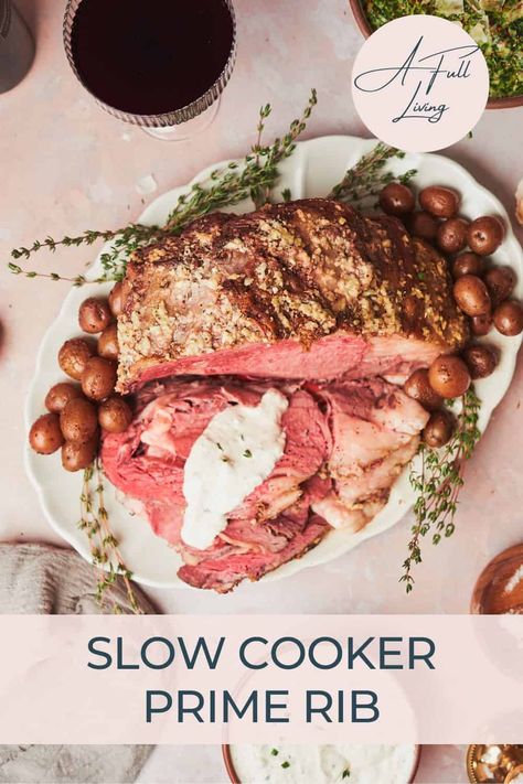 Master the perfect, flavorful Slow Cooker Prime Rib Roast with this easy, foolproof recipe! Ideal for holidays or special occasions, it pairs wonderfully with creamy horseradish sauce for a memorable meal. Slow Cooker Prime Rib Roast Crock Pot, Prime Rib Crockpot Recipe Crock Pot, Prime Rib Slow Cooker Recipes, Crockpot Prime Rib Slow Cooker, Slow Cooker Prime Rib Roast, Prime Rib Roast Crock Pot, Crock Pot Prime Rib Roast, Prime Rib Crock Pot, Prime Rib Recipes Oven Roasted