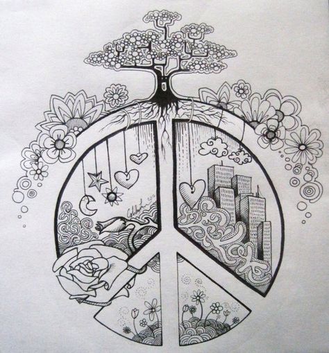 . Peace Drawing Ideas, Tattoos Peace, Peace Sign Drawing, Peace Drawing, Drawings With Meaning, Peace Tattoos, Hippie Tattoo, Peace Sign Hand, Peace Bird