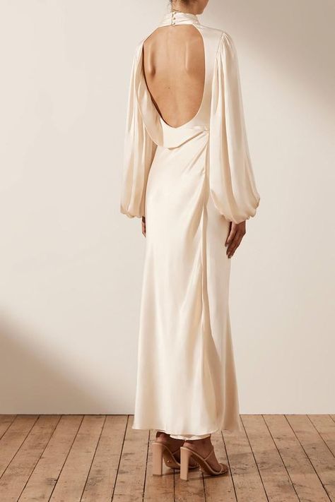 La Lune Open Back Wrap Midi Dress | Cream | Dresses | Shona Joy – Shona Joy International Shona Joy La Lune, Cream Dresses, Shona Joy Dress, Vintage Silk Dress, Wedding Dress Bridesmaid, Dress Minimalist, Silk Dress Vintage, Backless Midi Dress, Open Back Maxi Dress