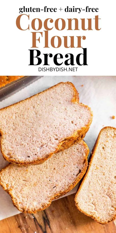 This super easy coconut flour bread requires just 7 ingredients and can be made from scratch in under an hour! No yeast required, this quick bread is low-carb, Paleo-friendly, gluten-free, and dairy-free. Slightly sweetened with honey, this bread tastes delicious on its own, or toasted and spread with jam. | gluten free bread | low carb bread | bread recipes gluten free | paleo bread | coconut flour recipes #glutenfreebread #paleobread #glutenfreedairyfree Bread Recipes Gluten Free, Coconut Flour Bread Recipes, Gluten Free Quick Bread, Coconut Bread Recipe, Paleo Bread Recipe, Honey Oat Bread, Coconut Flour Bread, Baking With Coconut Flour, Flour Bread