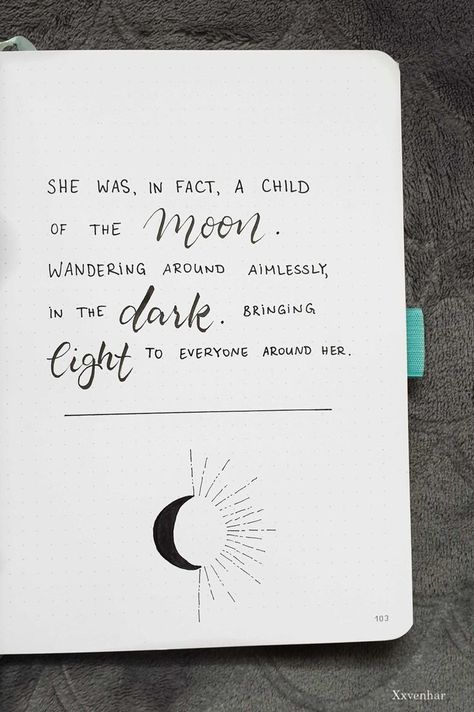 " She was in fact a child of the moon "  October bullet journal moon theme 2019 fall autumn halloween lunar phases moon child quote bujo spread Journal Moon Theme, Bujo Quotes Page Ideas, Moon Journal Ideas, Bujo Quote Page, Moon Bullet Journal, Moon Child Quotes, Bullet Journal Halloween, Bujo Quotes, October Bullet Journal