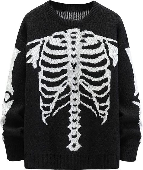 Skeleton Crochet Sweater, Skeleton Jumper, Cool Jumpers, Skeleton Sweater, Grunge Sweater, Skeleton Pattern, Trilogy Tour, Sixth Form, Y2k Sweater