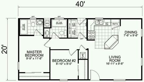 20' x 40' home plans Cape House Plans, 20x40 House Plans, Trendy House, Small Floor Plans, Kitchen Layout Plans, Houses Ideas, Kitchen Floor Plans, Cape House, Floor Plan Layout