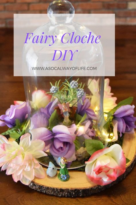 Want some spring home decor, but tired of the same old bunnies?  Then make a DIY Fairy Cloche Centerpiece like I did! Read on for our step-by-step tutorial! Cloche Centerpiece, Homework Station Diy, Centerpiece Diy, Craft Cart, Fairy Garden Crafts, Fairy Accessories, Christmas Centerpieces Diy, Diy Fairy, Diy Centerpieces